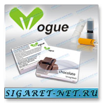 Картомайзеры для электронных сигарет Vogue Standard и Vogue Premium со вкусом шоколада, разным содержанием никотина, а также без никотина. Картомайзеры Vogue чёрного, белого и жёлтого цвета для соответствующих электронных сигарет.